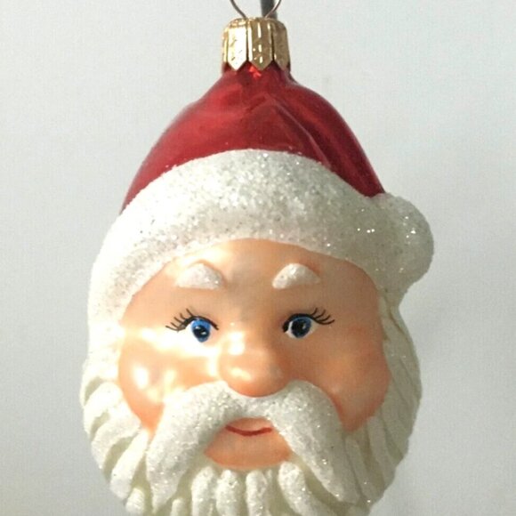 ✨NEW Authentic Christopher Radko Happy SANTA HEAD Cute Hand Blown Glass Ornament - Picture 8 of 8